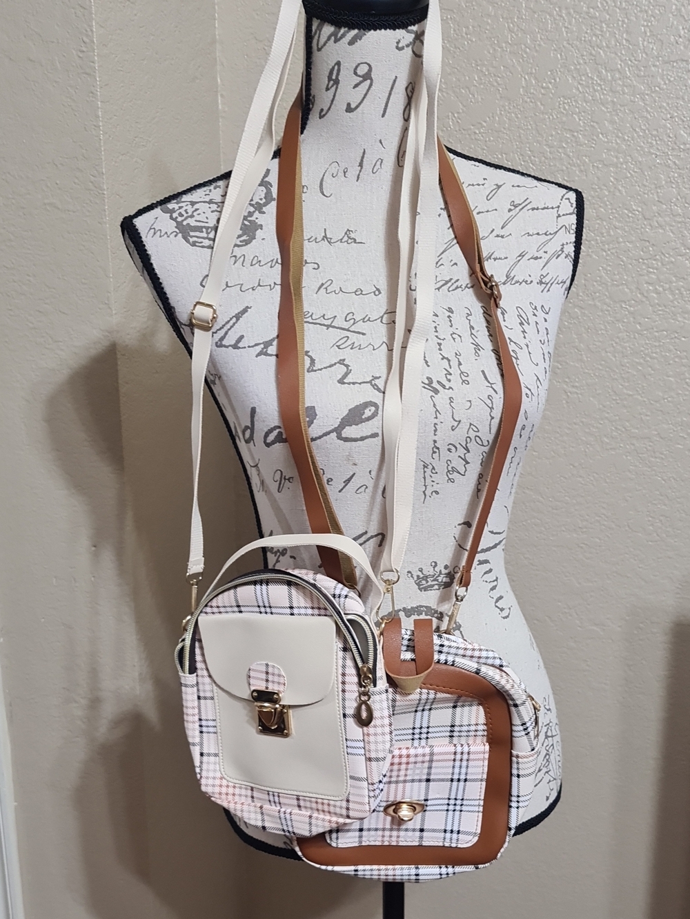 Women’s Plaid Crossbody Bag with Cream Trim | Pair